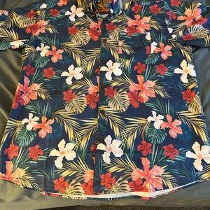 DIXXON Floral Men's Shirt - Navy and Red